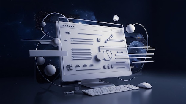 Photo graphic web design computer 3d rendering