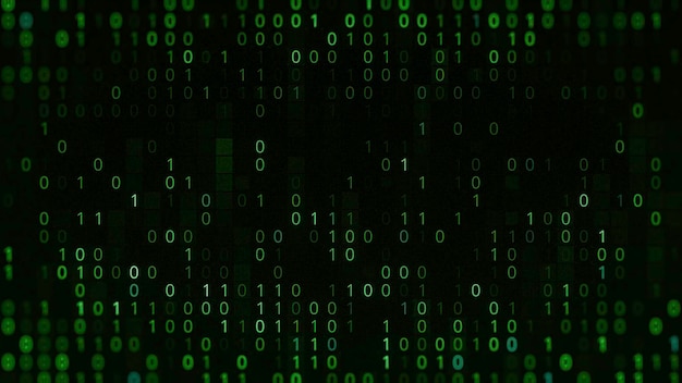 Photo green background of matrix with binary code animation set of binary code in matrix space matrix
