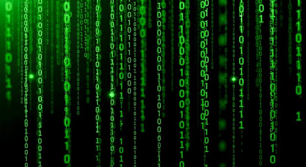 Photo green binary code background abstract matrix data rain technology concept digital information computer programming cybersecurity futuristic backdrop