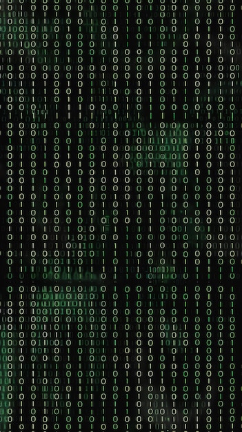 green binary code on a dark background the concept of coding and programming