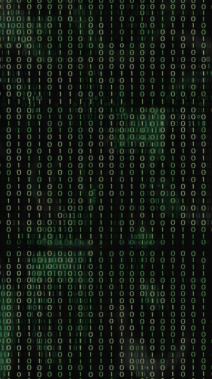Green binary code on a dark background The concept of coding and programming