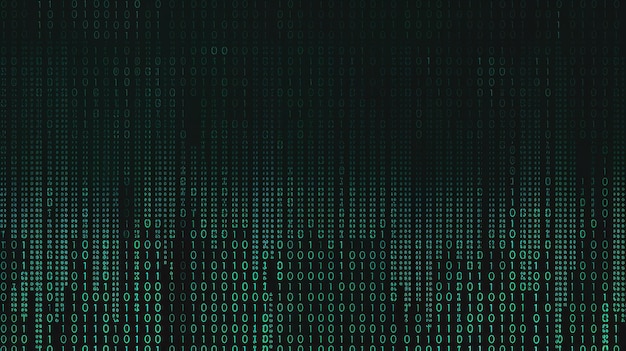 Photo green binary code on a dark background the concept of coding and programming