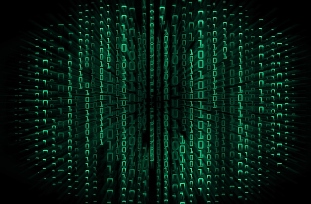 Photo green binary cyber circuit future technology concept background