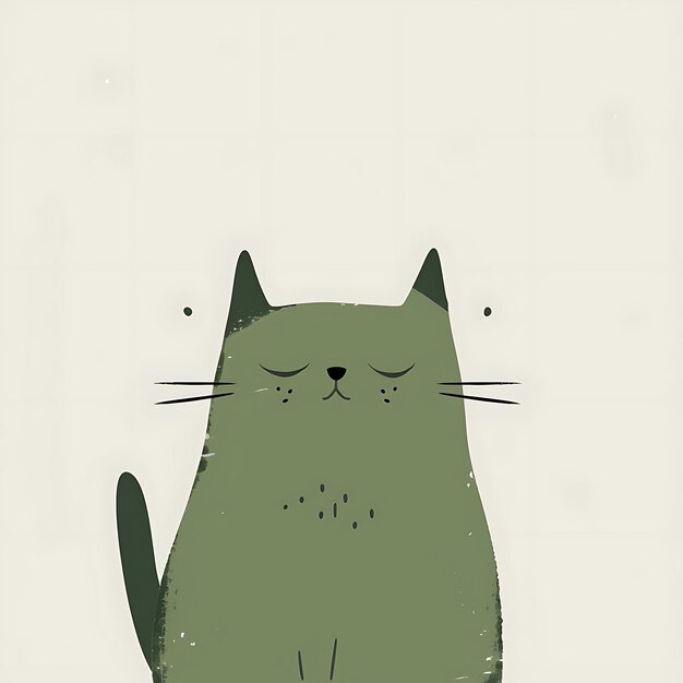 Photo a green cat with a green face is sleeping