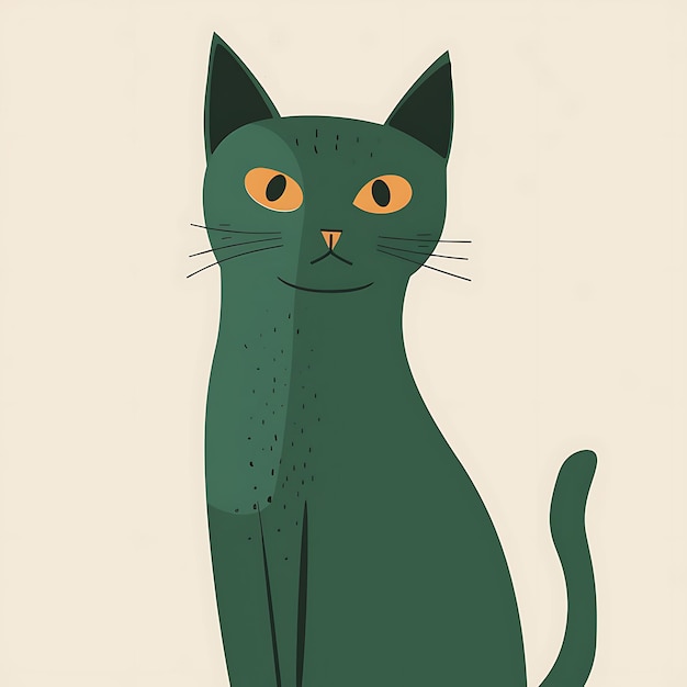 Photo a green cat with yellow eyes is standing in front of a beige background