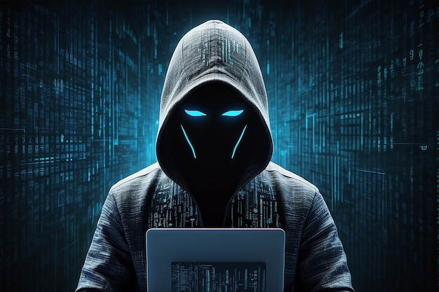 Photo hacker over abstract digital background with elements of binary code and computer programshacker over abstract digital background with elements of binary code and computer programs