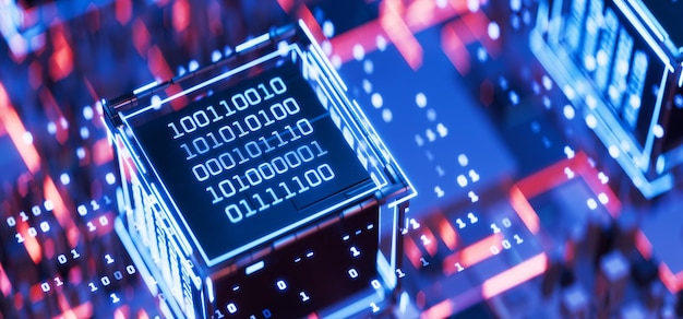 Photo hacker attack computer code blockchain artificial intelligence abstract technical background