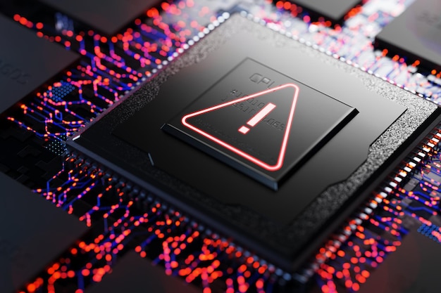 Photo hacker attack virus attack ddos attacks personal data protection system notification error warning sign notification and concept of danger and error in the system spy program 3d render