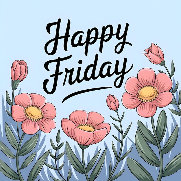 Photo happy friday vintage floral card design template