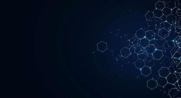 Photo hexagonal network on dark background