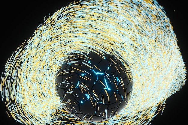 Photo high speed vortex particles 3d rendering