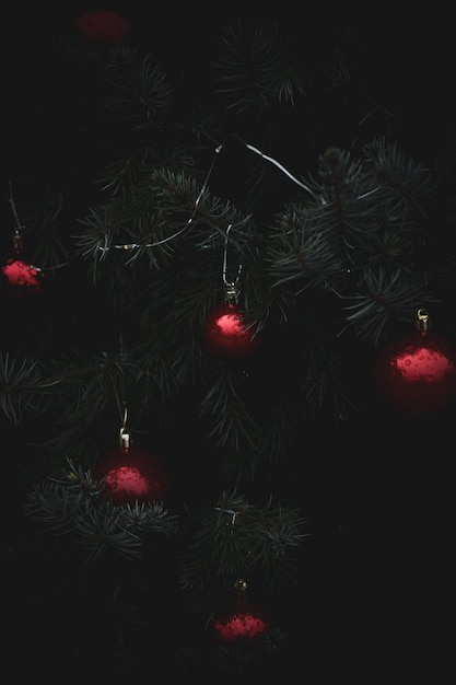 Photo illuminated christmas tree at night