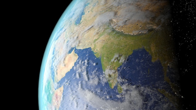 india seen from space 3d rendering