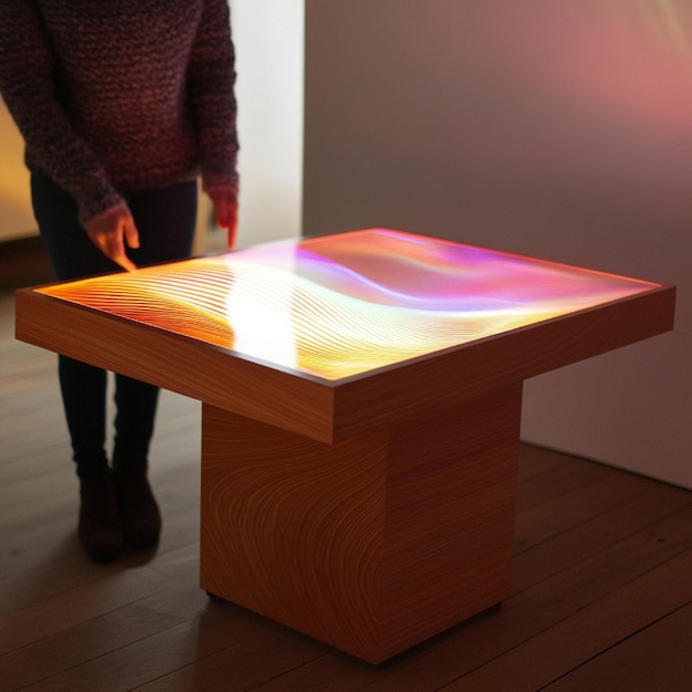 Photo interactive touchsensitive table with dynamic visual feedback for user input