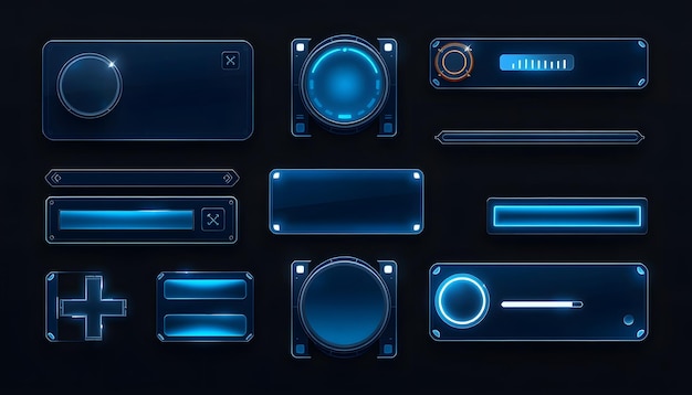 Photo interface elements for game and app design buttons windows and settings gui ui isolated with