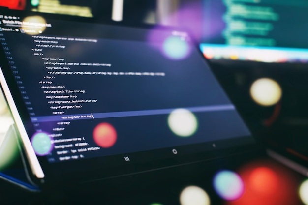 Photo it businessmonitor closeup of function source code project managers work new idea