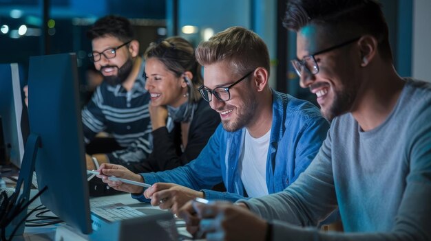 Photo it or information technology technicians or computer programmers working coding user interface or u