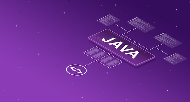 Photo java on smart screen in the system with with elements of program code 3d