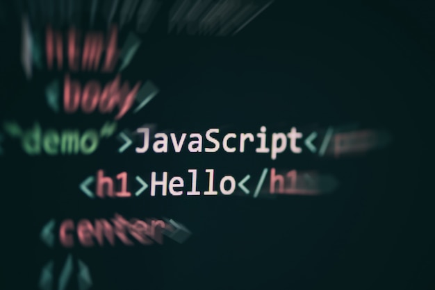 Photo javascript code computer language programming internet text editor components 