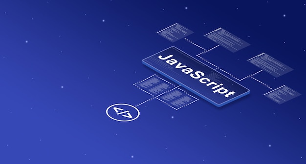 Photo javascript on smart screen in the system with with elements of program code 3d