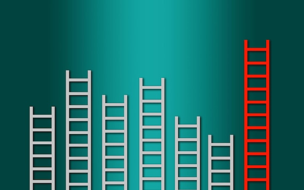 Photo ladders on wall competition concept