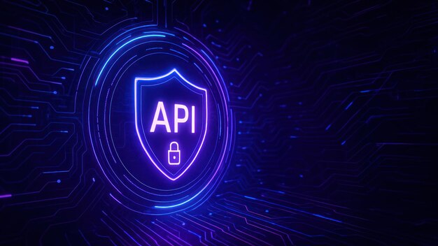 Photo a lowing api icon at the center surrounded by abstract geometric patterns and dynamic digital elements creating application programming interface api api programming