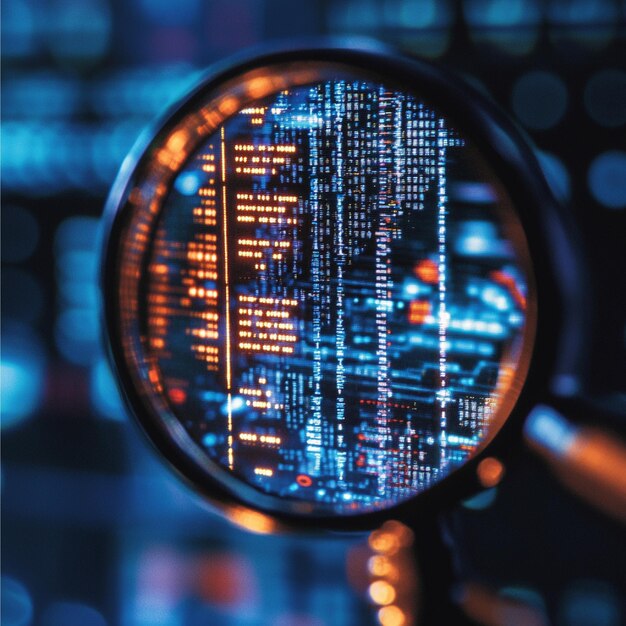 Photo a magnified view of debugging tools catching a critical error in a complex software system