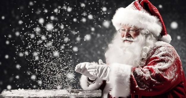 Photo man winter smile snow new new seasonal holiday eve merry year xmas red beard christmas santa hat