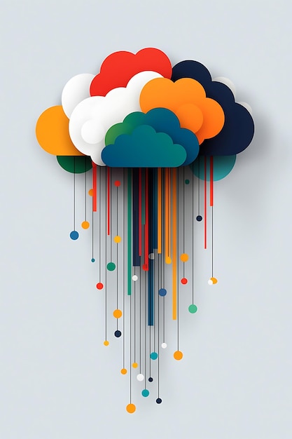 Photo massive cloud with cascading data lines