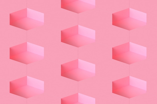 Photo minimal pink background hexagon modular 3d rendering