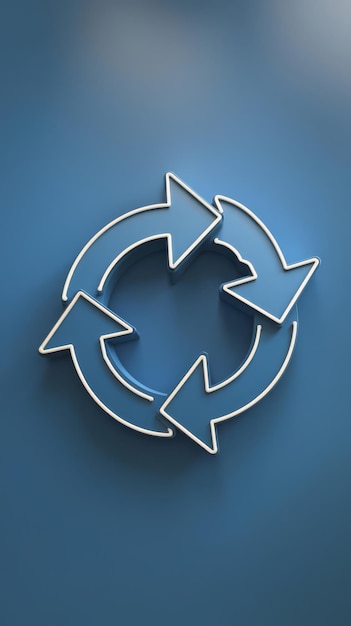 Photo minimal refresh symbol on blue background 3d rendering