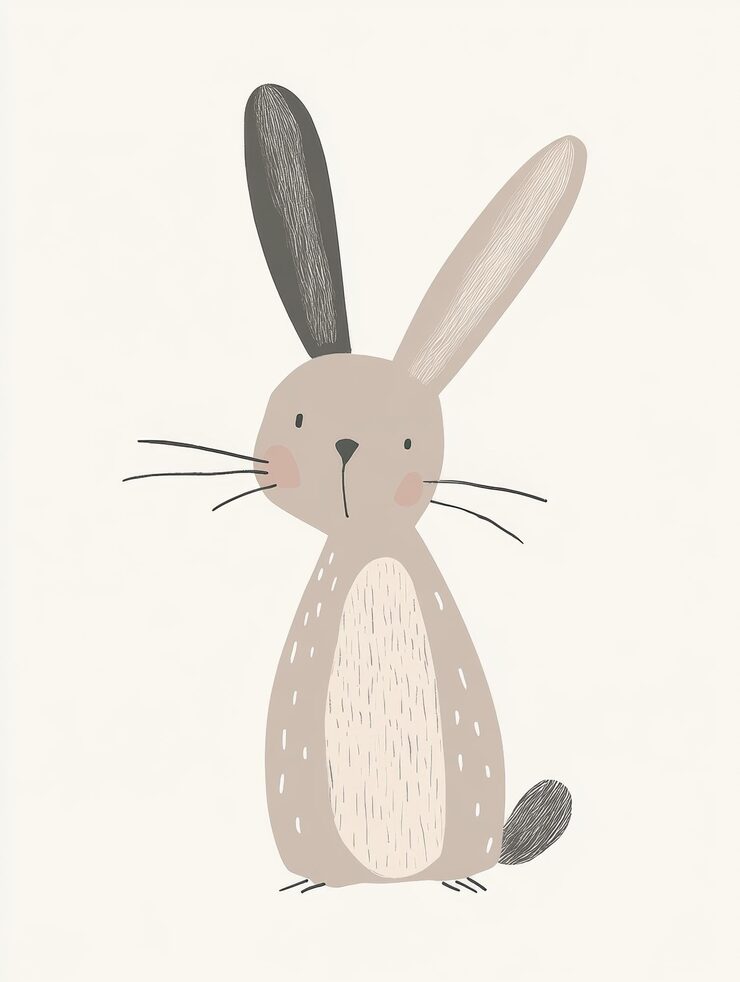 Photo minimalist standing rabbit illustration for easter or spring decorations generative ai