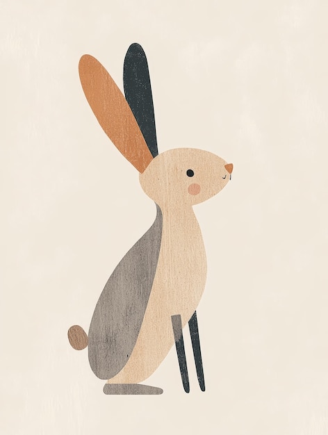 Photo minimalist standing rabbit illustration for easter or spring decorations generative ai