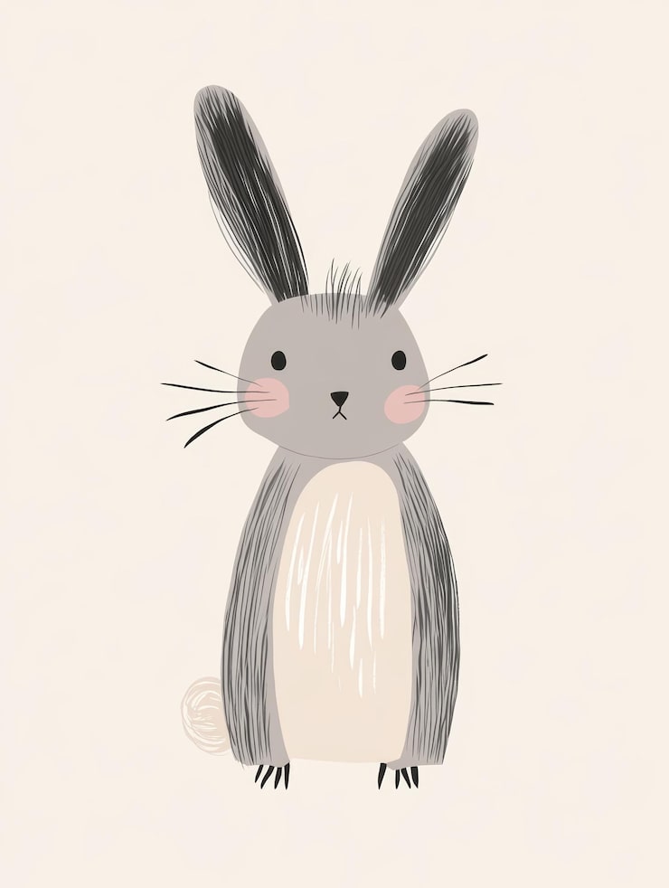 Photo minimalist standing rabbit illustration for easter or spring decorations generative ai
