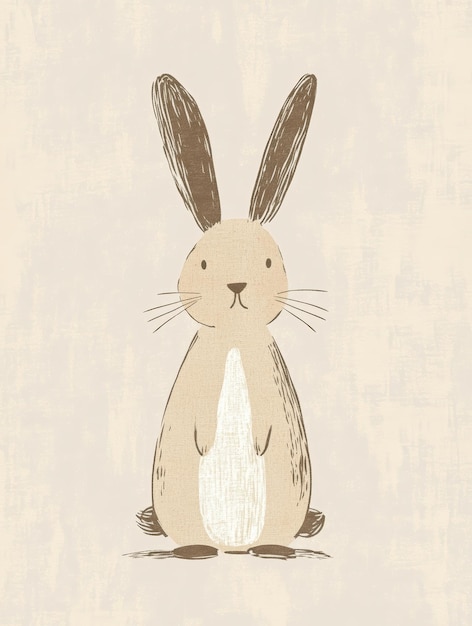 Photo minimalist standing rabbit illustration for easter or spring decorations generative ai