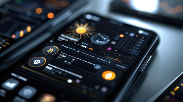 Photo mobile app interface displaying virtual currency transactions and mining rewards modern and efficient design