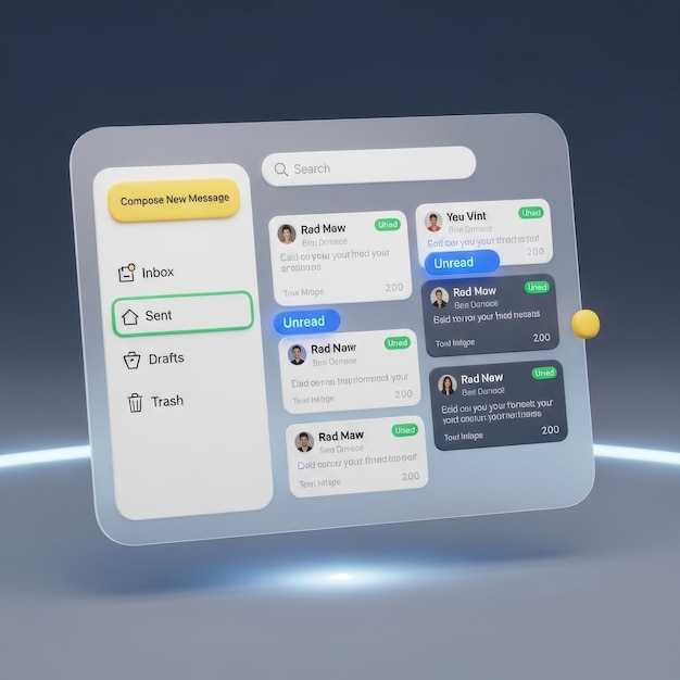 Photo modern 3d email client user interface concept on translucent screen