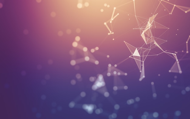 Photo molecules background with polygonal shapes