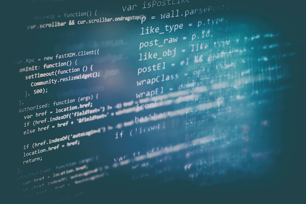 Photo monitor closeup of function source code.writing programming functions on laptop. big data and internet of things trend.