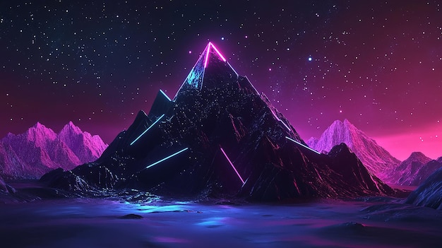 Photo a mountain with a purple light on it