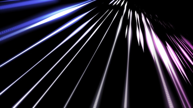 Photo neon abstraction rays on a black background