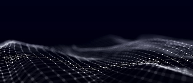 Photo network connection structure digital data background connection of dots and lines on a dark background 3d rendering