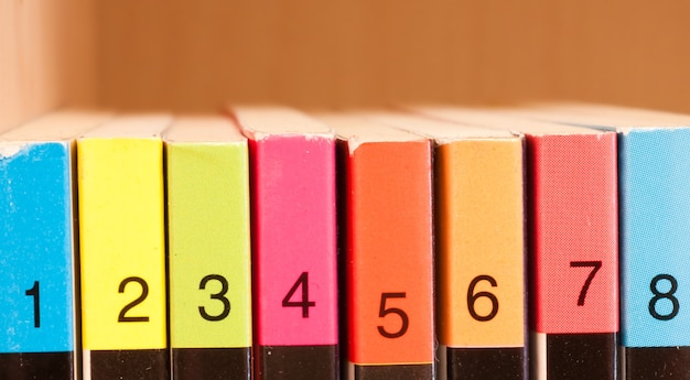 Photo numbers on colored background, part of a comics collection