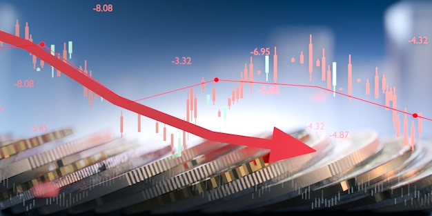 the overlap of silver coins and the decrease