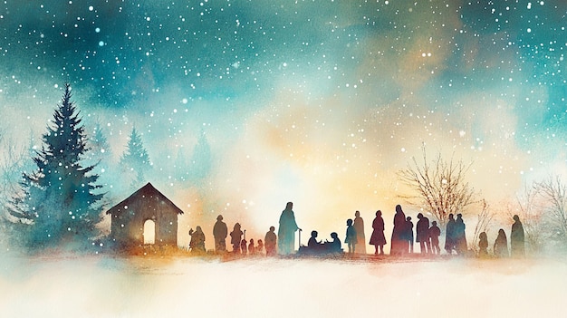 Photo a painting of a cemetery with a silhouette of a graveyard in the background