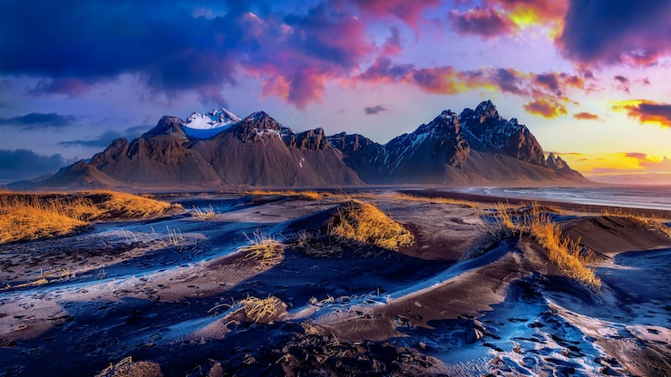Photo panoramic landscape at sunrise