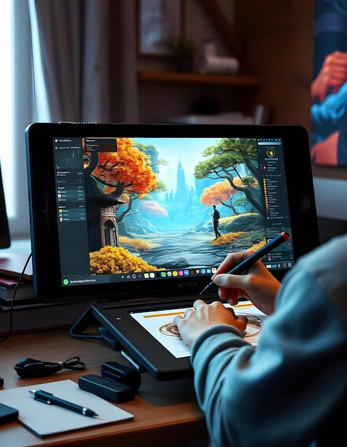 Photo a person is playing a game on a computer screen