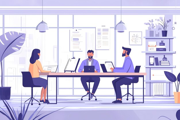 Photo a picture of a man and a woman working at a computer