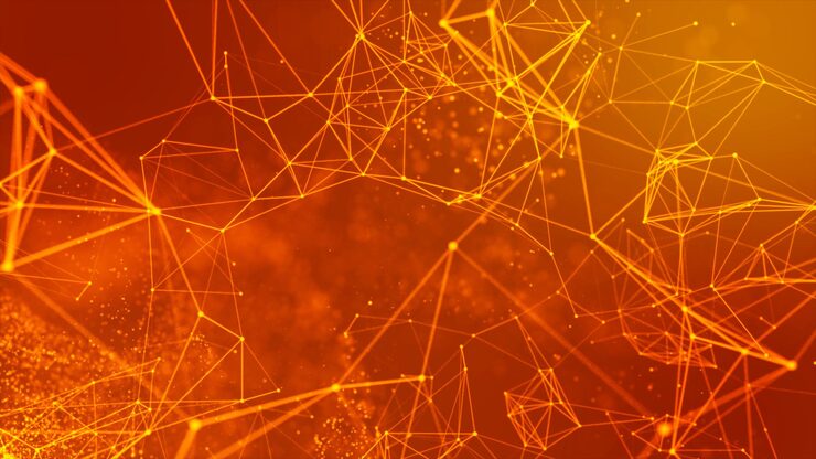 Plexus style background High tech digital technology background Creative technology background with Plexus and optical flares Data visualization cyberspace Big data technology 3d rendering