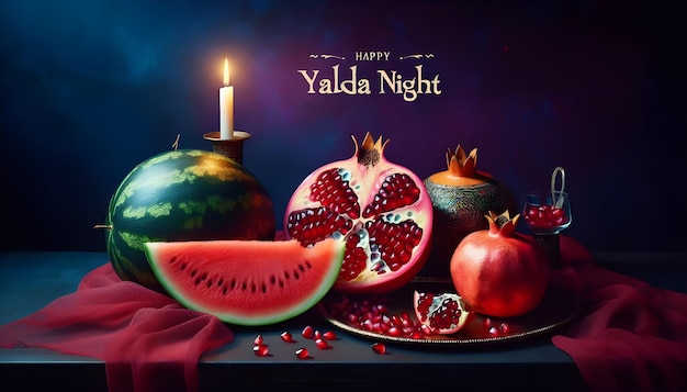 Photo a poster for a party with a plate of watermelon and fruit